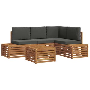 vidaXL 5 pc Ensemble de canapés d'extérieur Naturel et Anthracite