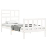 vidaXL Cadre de lit avec tête de lit blanc petit simple bois massif