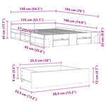 vidaXL Cadre de lit avec tiroirs sans matelas sonoma gris 135x190 cm