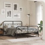 vidaXL Cadre de lit métal sans matelas avec pied de lit noir 150x200cm