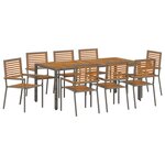 Ensemble de salle à manger de jardin 9 pièces vidaXL en poly rotin gris acacia
