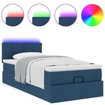 vidaXL Lit ottoman avec matelas et LED Bleu 90x200 cm Tissu