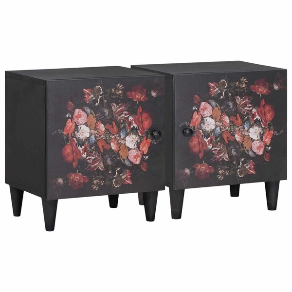 vidaXL Cabinet de chevet avec porte 2 Pièces Noir 40 x 33 x 46 cm