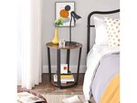 Table basse "ronde" avec structure en acier - 50 x 50 x 57 cm -  marron rustique/noir