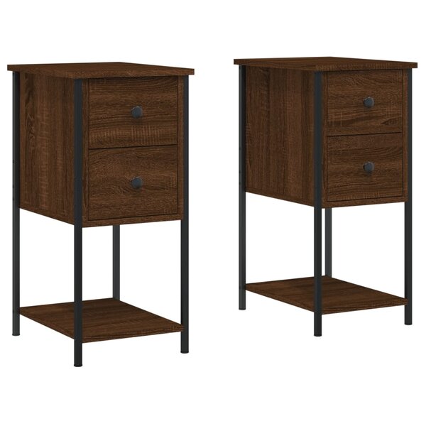 vidaXL Tables de chevet 2Pièces chêne marron 32x42x70cm Bois d'ingénierie