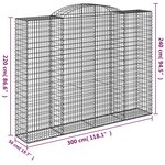 vidaXL Paniers à gabions arqués 4 Pièces 300x50x220/240 cm fer galvanisé