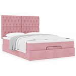 VidaXL Cadre de lit ottoman avec matelas rose 140x200 cm velours