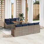 vidaXL Ensemble de canapé de jardin 8 Pièces Gris Poly rotin