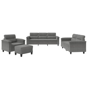 vidaXL Ensemble de canapés 4 Pièces coussins gris foncé tissu microfibre