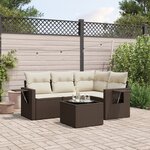 vidaXL Salon de jardin avec coussins 5 Pièces marron résine tressée