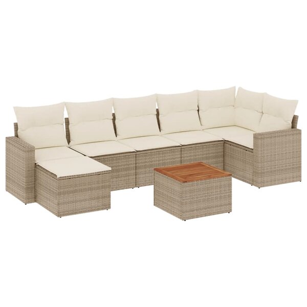 vidaXL Salon de jardin avec coussins 8 Pièces beige résine tressée