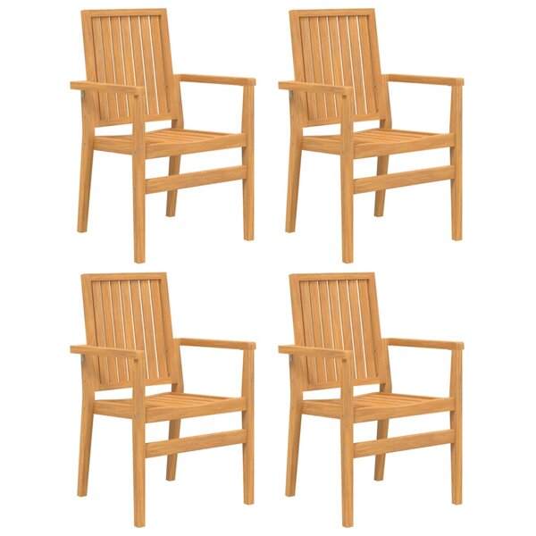 vidaXL Chaises de jardin empilables lot de 4 56 5x57 5x91 cm bois teck