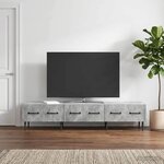 vidaXL Meuble TV Gris béton 147 x 34 5 x 30 cm Bois d'ingénierie