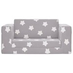 vidaXL Canapé-lit enfant 2 places gris clair étoiles peluche douce