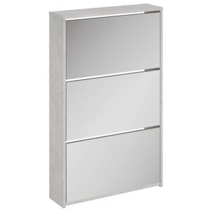 vidaXL Armoire à chaussures miroir 3 niveaux Gris béton 63x17x102 5 cm