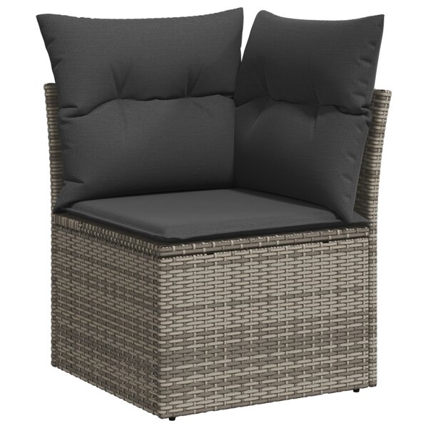 Ensemble de Sofa de Jardin 13 Pièces avec Coussins Gris Poly Rattan Acacia