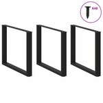 vidaXL Pieds de table à manger en U 3 pièces Noir 100 x (72-73) cm Acier