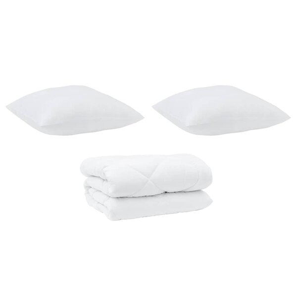 vidaXL Couette Autre avec oreiller 3 Pièces Blanc 200 x 200 cm Microfibre