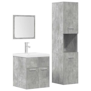 vidaXL Ensemble de meubles de salle de bain 4 Pièces gris béton