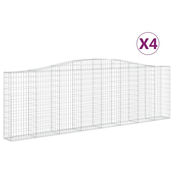 vidaXL Paniers à gabions arqués 4 Pièces 400x30x120/140 cm Fer galvanisé