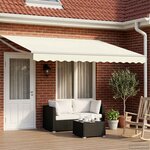 vidaXL Store rétractable manuel avec LEDs Crème et Blanc 5 x 3 m