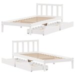 vidaXL Cadre de lit sans matelas blanc 75x190 cm bois de pin massif