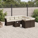 vidaXL Salon de jardin avec coussins 9 Pièces marron résine tressée