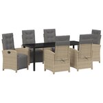 vidaXL Ensemble de salle à manger pour jardin 7 Pièces Beige polyrotin