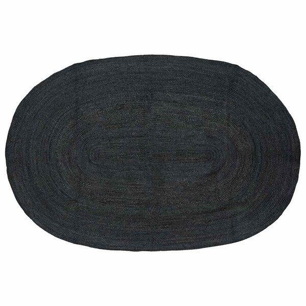 vidaXL Tapis de surface ovale Noir 205 x 305 cm Jute