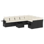 vidaXL Salon de jardin 10 Pièces avec coussins noir résine tressée