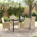 vidaXL Set de jardin 5 pièces en rotin beige