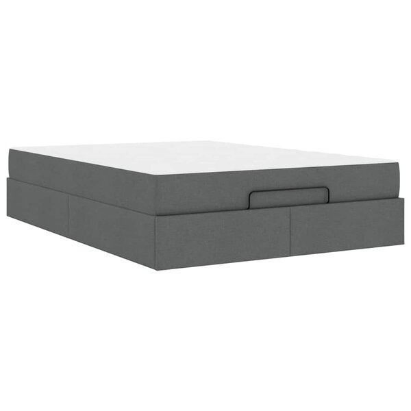 vidaXL Cadre de lit avec matelas Gris foncé 140 x 190 cm tissu
