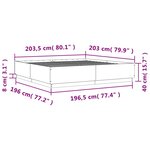 vidaXL Cadre de lit avec LED sans matelas gris béton 200x200 cm