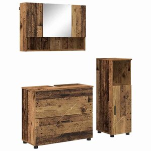 vidaXL Ensemble de mobilier de salle de bain 3 Pièces Bois Ancien