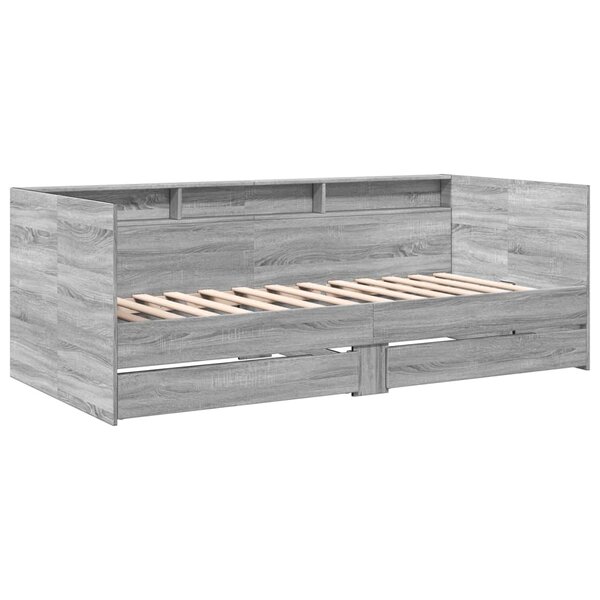vidaXL Lit de jour et tiroirs sonoma gris 90x190 cm bois d'ingénierie