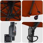 vidaXL Parasol mural avec LEDs Terre cuite 248 cm
