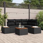 vidaXL Ensemble de canapé de jardin avec coussin 5 Pièces Noir Poly rotin