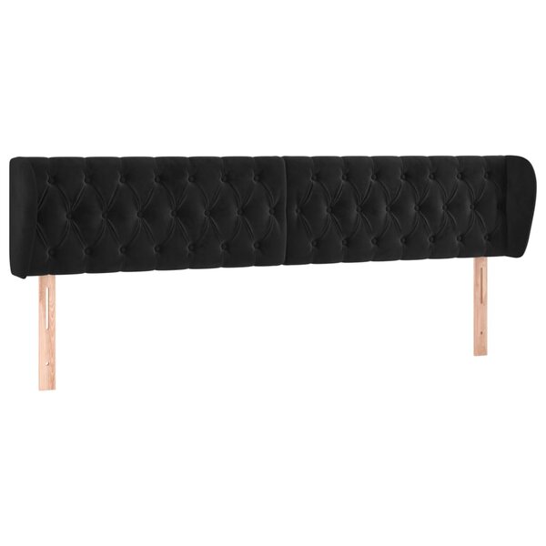 vidaXL Tête de lit avec oreilles Noir 203x23x78/88 cm Velours