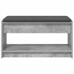 vidaXL Banc d'entrée avec coussin Gris Béton 83 x 38 x 45 cm