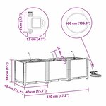 vidaXL Pots de jardin Gris clair 120 x 40 x 37.5 cm Acier