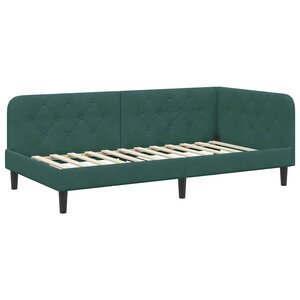 vidaXL Cadre de lit d'angle Vert foncé 90 x 190 cm Velours