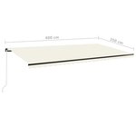 vidaXL Auvent manuel rétractable avec LED 600x350 cm Crème