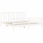 vidaXL Cadre de lit avec tête de lit blanc 200x200 cm bois massif
