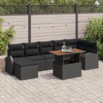 vidaXL Ensemble de salle à manger de jardin 8 pièces avec coussins en noir et polyrotin