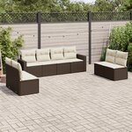 vidaXL Salon de jardin 8 Pièces avec coussins marron résine tressée