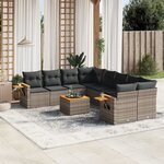 vidaXL Salon de jardin 9 Pièces avec coussins gris résine tressée