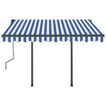 vidaXL Auvent rétractable automatique et poteaux 3 5x2 5 m Bleu blanc