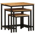 vidaXL Tables d'appoint gigognes 3 Pièces bois de manguier massif brut
