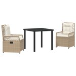 vidaXL Ensemble de jardin 3 pièces Beige en Poly Rattan