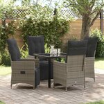 vidaXL Ensemble de salle à manger pour jardin 5 Pièces Gris Poly rotin